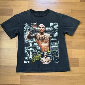 Men's UFC Charles Oliveira Do Bronxs Faded Black Fighting Tee Shirt Sz Medium